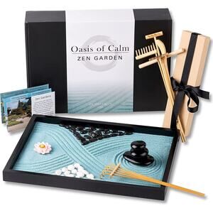 Oasis of Calm ZEN GARDEN KIT 11x8 -Beautiful Premium Japanese Decor -Desk Size